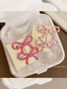 Pink Polka Dot Hair Clip Womens Butterfly Knot Side Bangs Duckbill Clip Sweet Hair Accessory out Korean Style Hair Grips