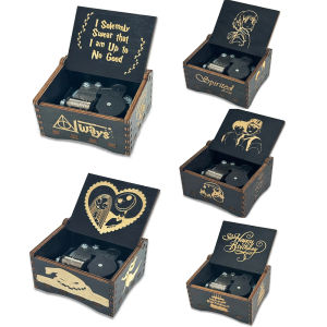 Wooden music box creative spring music box laser engraving gift giveaway stall toy display solid wood music box