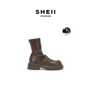 SHÉII | Giày Boots Nữ Ngắn Đế Rất Dày Co Dãn