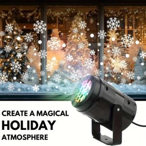 USB-Powered Snowflake Christmas Projection Light - Rotating Snowflake Pattern LED Stage Light for Festival New Year 2026 Decor