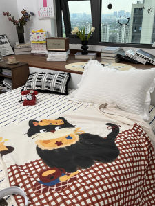 Summer Ice Skin Coolness Air Conditioned Cartoon Home Use Single Double Layer Thin Washable Polyester Fiber Filled Quilt