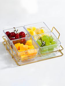 Nordic Style Luxury Acrylic Fruit Dish Divided Snack Plate Bar KTV Commercial Use Dessert Tray Trendy Popular Dry Fruit Box