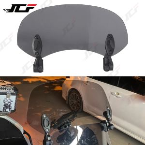 Universal Motorcycle Windshield Extension Adjustable Spoiler Clamp-On Windscreen Deflector With Extension Arms And Double Hinges