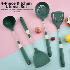 Silicone Non-Stick Kitchen Utensil Set Half Handle