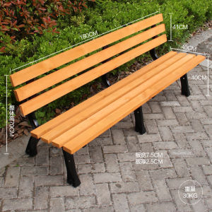 Outdoor Balcony Double-Seat Lounge Chair Antiseptic Wood Cast Iron Chair Garden Bench Park Wooden Chair Outdoor Balcony Iron Art