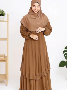 Gamis Malaysia Ld 95 - 130 Bahan Ceruty Babydol Wanita Dewasa Jumbo Tanpa Hijab