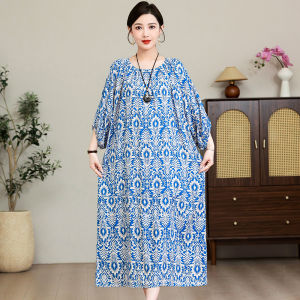 2024 New Arrival Womens Special Body plus Size Plus Size Dress Summer Plus Size Ladies Middle-Aged and Elderly Womens Dress Classy Faux Silk Skirt