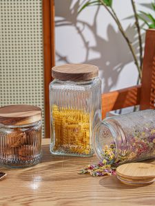 For Home Retro Begonia Glass Sealed Can Food Grade Storage Tank Dried Fruit Snack Storage Cans Tea Storage Tank