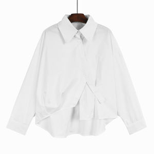Dark Style Long Sleeve Womens Shirt Spring New Loose Moth Cocoon Type Button Door Frontasymmetric Fashion plus Size Shirt