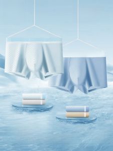 MiiOW | Childrens Ice Silk Seamless Boxer Shorts Teenage Development Period MiiOW Cat Person Sport Style Mid Waist Four Corner Briefs