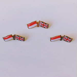 Pin Bros Lencana Kuningan Emas Bendera Persahabatan Indonesia dan Inggris