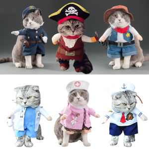 Pet Clothes Funny Cosplay Cat Dog Puppy Costume Role Playing Police Pirate Nurse Cosplay Costume