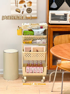 ชั้นวางของข้างโต๊ะอาหารแบบเคลื่อนที่หลายชั้น ชั้นวางเครื่องปรุงรสในครัว ชั้นวางของเล็ก ชั้นวางเครื่องดื่ม เรียบง่าย ใช้งานง่าย