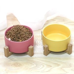 TRENY Cat Bowl Black Bowl Ceramic Dog Bowl Cat Food Basin Dog Basin Dog Drinking Water Cat Food Bowl Pet Bowl Anti-Tumble