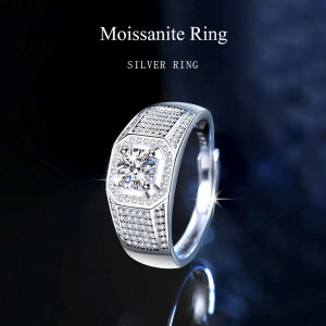 [Fashion Ring] Trumium✨Geometric Diamond Ring S925 Sterling Silver Mens Ring Domineering Personality Fashion Full Inlay Design Engagement Ring Opening Adjustable Non-fading Ribbon Certificate