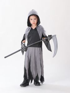 New Halloween Childrens Mystery Terror Death God Costume Ghost Festival Cosplay Monster Performance Clothing Polyester