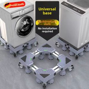 MONLEYTA | Stainless Steel Universal Wheel Washing Machine Refrigerator Stand Anti-Slip Base Pad Mobile Roller Rack Bathroom Organizer