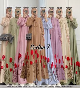Zahira1808 Sale Cuci Gudang Evelyn 7 Dress Bahan Air Flow Embroideri Import Gamis Syari Murah Trendi Baju Syari Muslim Wanita Ibu Terlaris Baju Pesta Best Seller Gamis