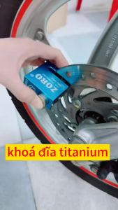 Ổ khóa đĩa xe máy ZORO titaniummẫu mớiloại nhẹchìa trònchất liệu chống gỉchống nước màu xanh