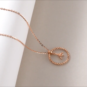 Chow Sang Sang 周生生 Minty Collection 18K Rose Gold Tower In Ring Necklace 47cm 92691N FLASH SALE