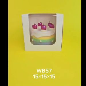 yourpack - WB57-กล่องใส่เค้กครึ่งปอนด์ ทรงสูงสีขาว ขนาด 15 x 15 x 15 cm. แพ็คละ 10 ใบ