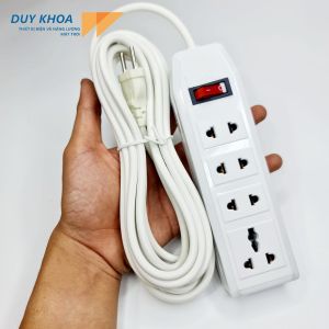 Ổ Cắm Điện 4 Lỗ cắm Màu Trắng Có Dây 5M-3M Vinamax®