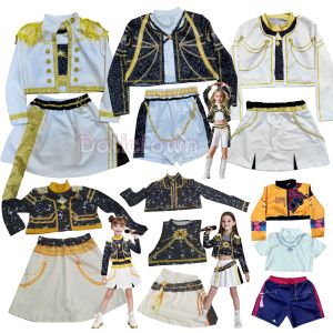 Kids Anime Cosplay Girl Costume Group Idol Singer Performance Show Black Golden Costume Child Halloween Party Clolthes Outfit