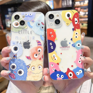 Biqi Cute Cartoon Monster Silicone Phone Case Full Protection Transparent Soft Shell for  13 12 Mini 15 16 Couples XS 8 plus Anti-Fall