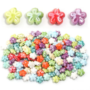 10pcs/lot 12mm Five-petaled Flowers Ceramic Beads For Jewelry Making Diy Bracelet Necklace Colorful Ceramic Flower Beads