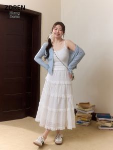 ZHANGDAREN | Bộ Đầm Maxi Phong Cách Pháp Dành Cho Người Mập Slimming
