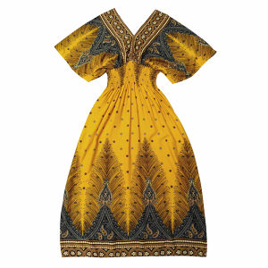 New 2025 Bohemian Style Cotton Silk Floral Print V-Neck Large Size Beach Vacation Long Dress Trendy A-Line Korean High Waist