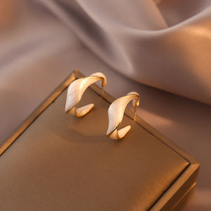 French White Girl Earrings Round Circle All-Matchy Ear Studs for Women with High-End Chic Air Quality Mosquito Coil Tray No Piercing Needed