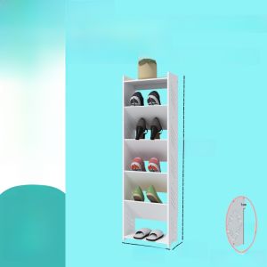 Ultra-Thin Mini Shoe Cabinet 17cm Home Door Back Simple Slanted Insert Narrow Entrance Shoe Rack Economic Type Furniture