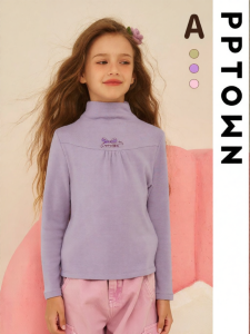 PPTOWN | Antibacterial Long Sleeve High Neck Kids T-Shirt