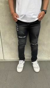 Celana Jeans Pria Black Letro Whisker Limited Edition Sobek Ripped Puring Hitz Korean Style Terbaru 2023