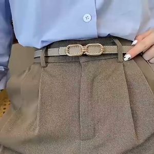 Ikat Pinggang Wanita Belt Kulit Sintetis Gesper Sabuk Warna Bolak Balik Fashion Korea Gaya Casual