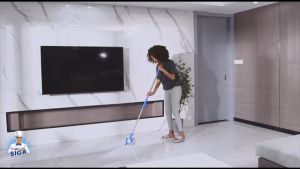 MR.SIGA Professional Microfiber Mop for Hardwood Laminate Tile Floor Cleaning Stainless Steel Handle - 3 Reusable Flat Mop Pads and 1 Dirt Removal Scrubber Included