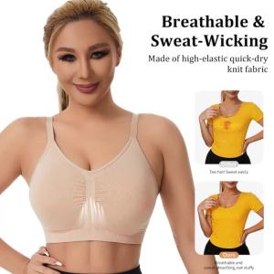 Women Wireless Sports Bras Soft Removable Padded Workout Bra Full Coverage Push Up Bralettes Seamless Bra for Yoga Fitness