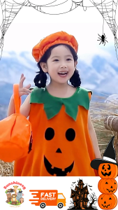 Instock Kid Children  Halloween Pumpkin Costume for Girls and Boys for Halloween Theme Party  Children Day etc
