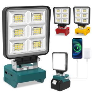 48W Portable LED Work Light For DeWalt/Milwaukee/Makita 5200LM Cordless Work Light Adjustable Base Rechargeable LED Flood Light