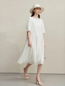 AMII | Summer Holiday Style One-shoulder Midi Sleeve Dress Extra Loose