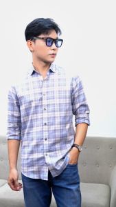 N&M Áo Sơ Mi Nam Nam Tay Dài Caro Melange cotton Chống Nhăn 2110033