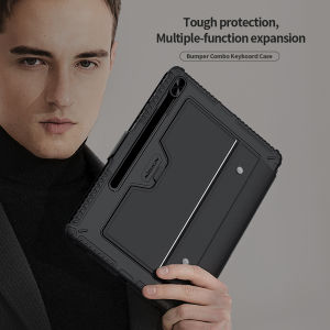 Samsung Tab S10 Ultra S9 S8 FE 5G + Plus S7 - Nillkin Bumper Go Keyboard Cover Flip Case Casing BlueTooth Shock Resistant Impact Trackpad Long Battery Business Travel Study Work Pen Holder Tablet Protection Magnetic Handle Portable Leather Stand