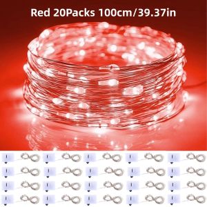 20Packs 1m LED String Lights Warm/Multicolor/Red/Green/Blue/Pink/Purple/White Christmas Atmosphere Firefly Lamp Starry Sky Light