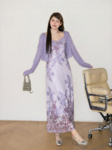 JULULOOK | Bộ Đầm và Áo Khoác Brocade Phong Cách Trung Quốc Mới Dành Cho Người Béo