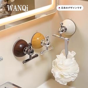 Strong Load Bath Room Hook Suction Cup Door Back Hook No Punching Needed Modern Simple Style round Wooden Hook for Bathroom Bedroom Closet