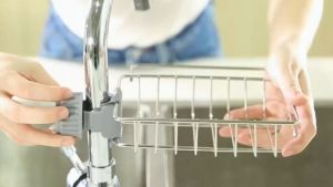 【SKIT SG】Faucet Rack Storage Rack Stainless Steel Drain Basket Heavy Duty Kitchen Sink Organizer Over Hanging Faucet Sponge Holder for Kitchen Bathroom Scrubbers Soap Detachable Storage Rack