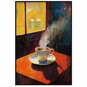 Tranh decor quán ly cafe. Tranh treo tường dán tường sơn dầu canvas trang trí. CGI-2085