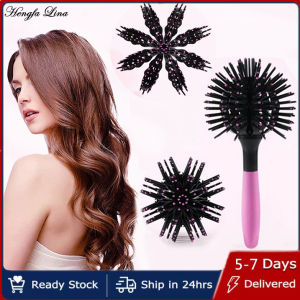 Hengfa Lina 3D Round Hair Bru0 Degree Ball Styling Tools Magic Detangling Hairbrush Heat Resistant Hair Comb Curlyshes Comb Salon Make Up 36
