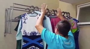 200cm Jemuran Baju Dinding Lipat Anti Karat Stainless Steel Pakaian Single Jemuran Lipat Stainless Steel Rak